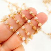 Pink Opal Gold Plated Wire Chain. POP4